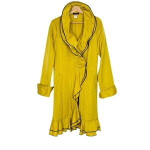 Design Today's Ruffled Wire Collar Yellow Coat Lightweight Medium Art to Wear